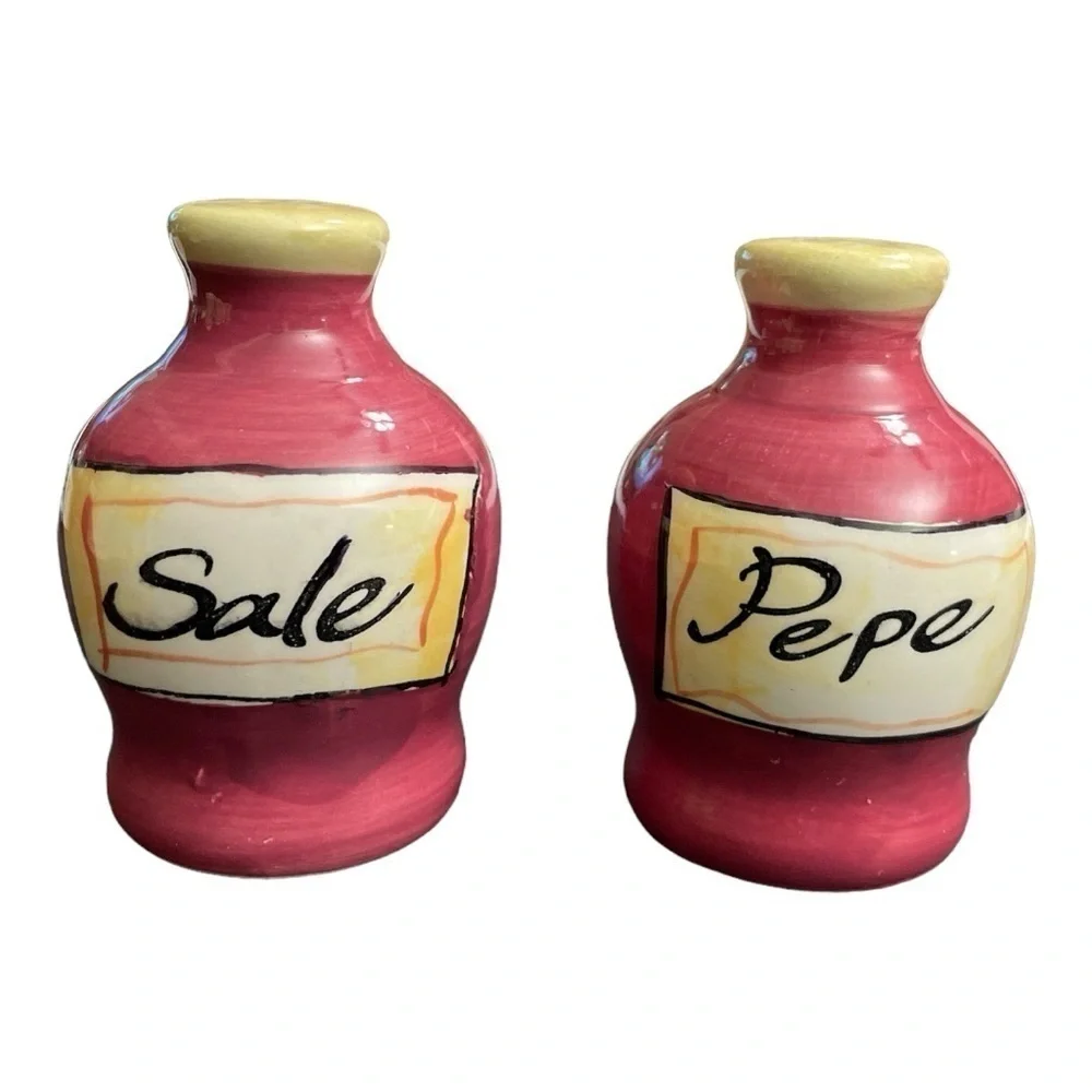 Vintage French Sale & Pepe Pink Jug Salt Pepper Shakers 3” Set
